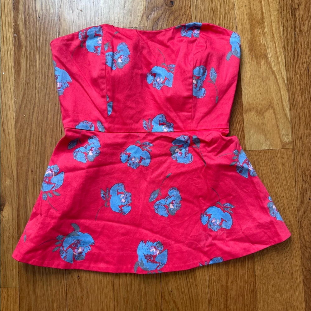 J. Crew Coral Strapless Top